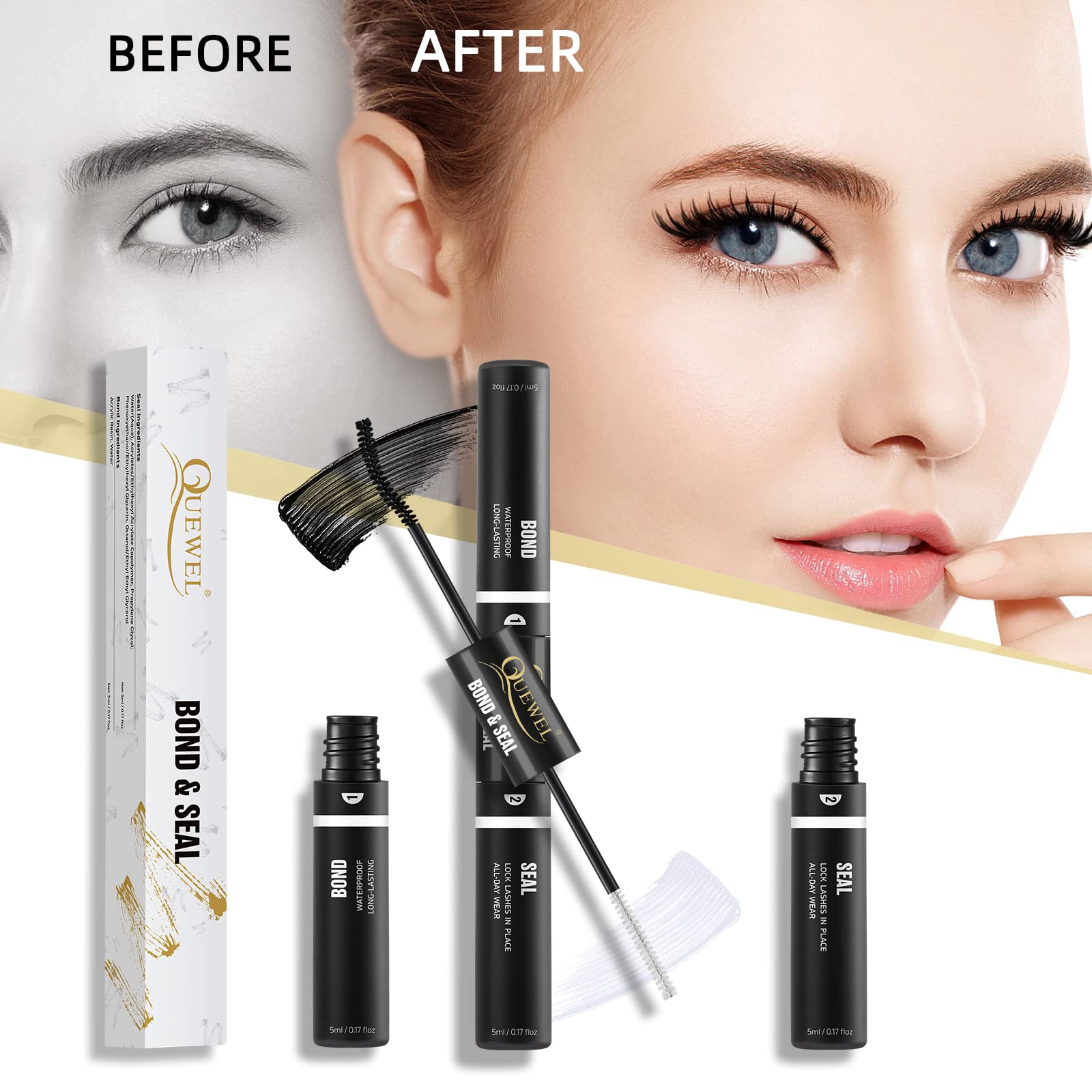 QUEWEL Lash Clusters aplicación suave sin grumos.