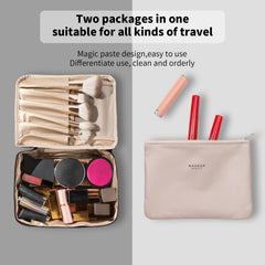 Queboom bolsa maquillaje tres compartimentos y espacio para brochas.