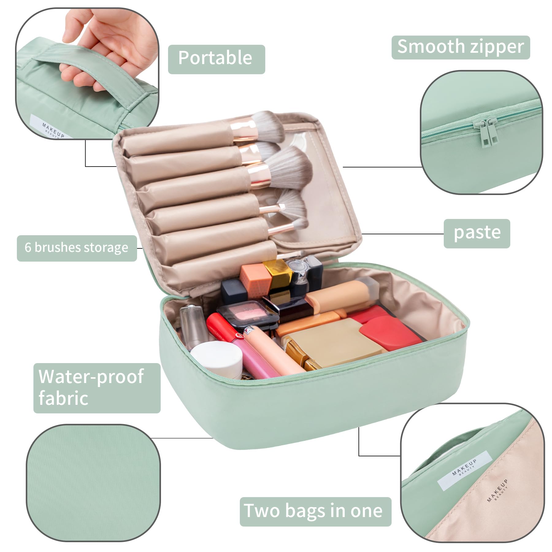 Queboom organizador de 3 compartimentos ordena brochas y productos.