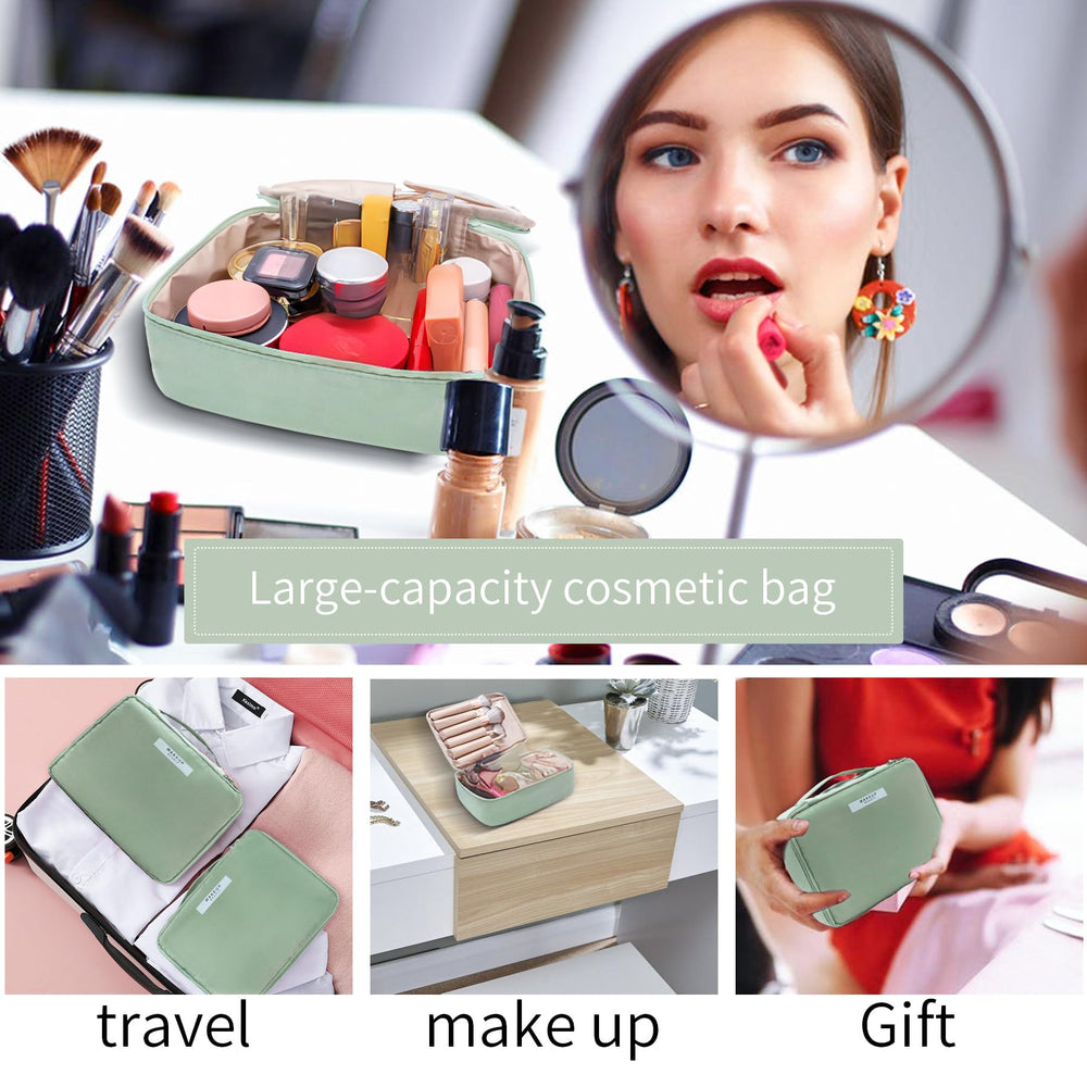 Queboom bolsa de cosmética verde para mujeres y hombres.