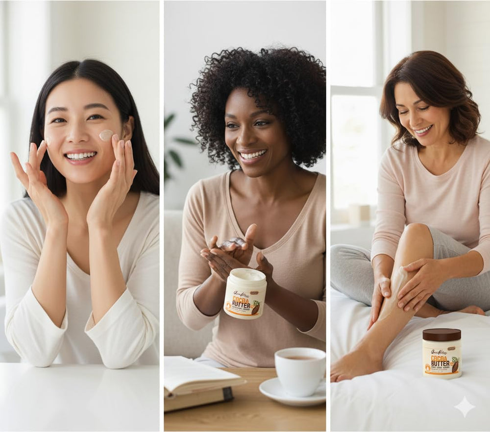 Queen Helene creme-beurre-de-cacao peau-hydratee et nourrie après l application.