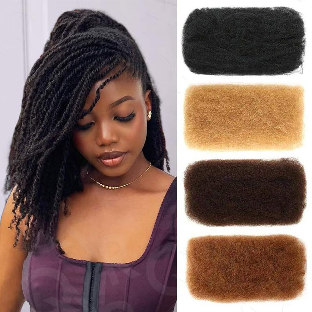 QUEEN VIRGIN REMY Cabello afro rizado a granel, reparación suave de locs.