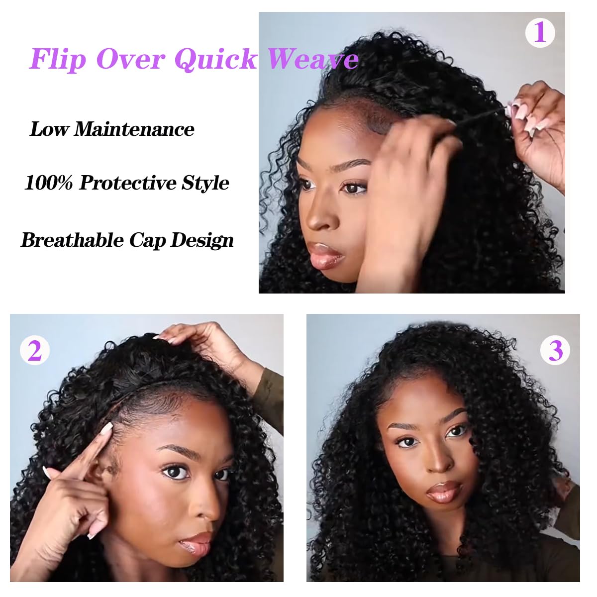 Querary Kinky Curly cabello rizado realista para uso diario.