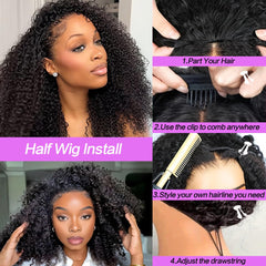 Querary Kinky Curly línea de pelo invisible para transición discreta.