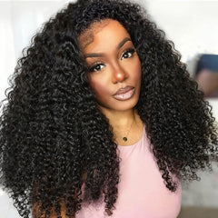 Querary Kinky Curly media peluca 20'' con línea invisible: peinado rápido.