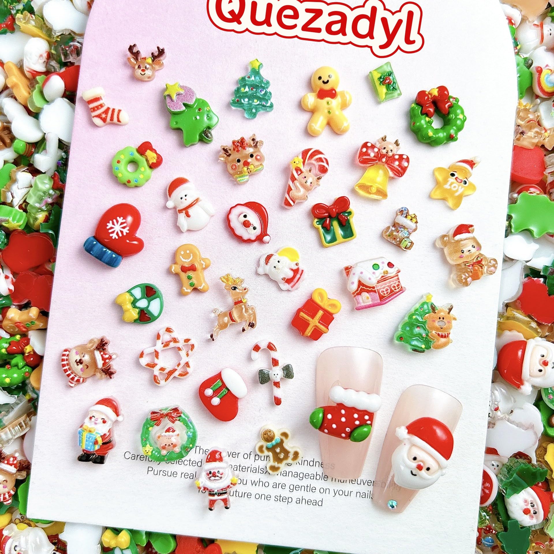 Quezadyl osos navideños en uñas con toque tierno