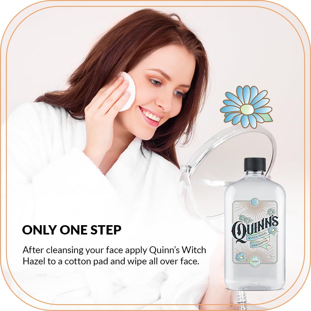 Aplicación con disco de algodón de Quinns hamamelis sin alcohol