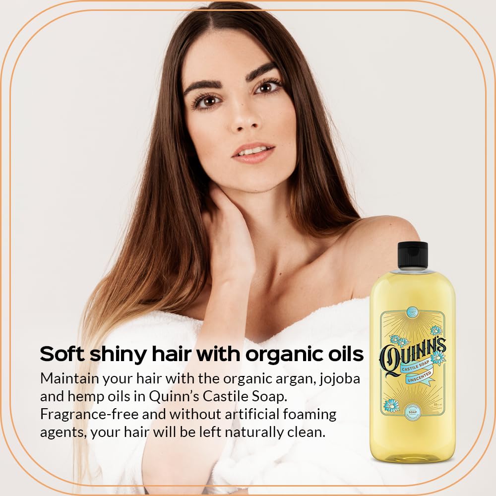 Quinn's Jabón Castile espuma suave para manos y cuerpo, limpieza delicada.