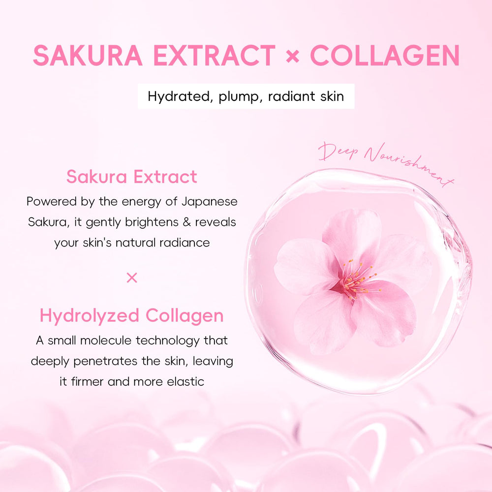 QUIYUM Sakura serum gliding on for radiant, hydrated skin with slight firmness.