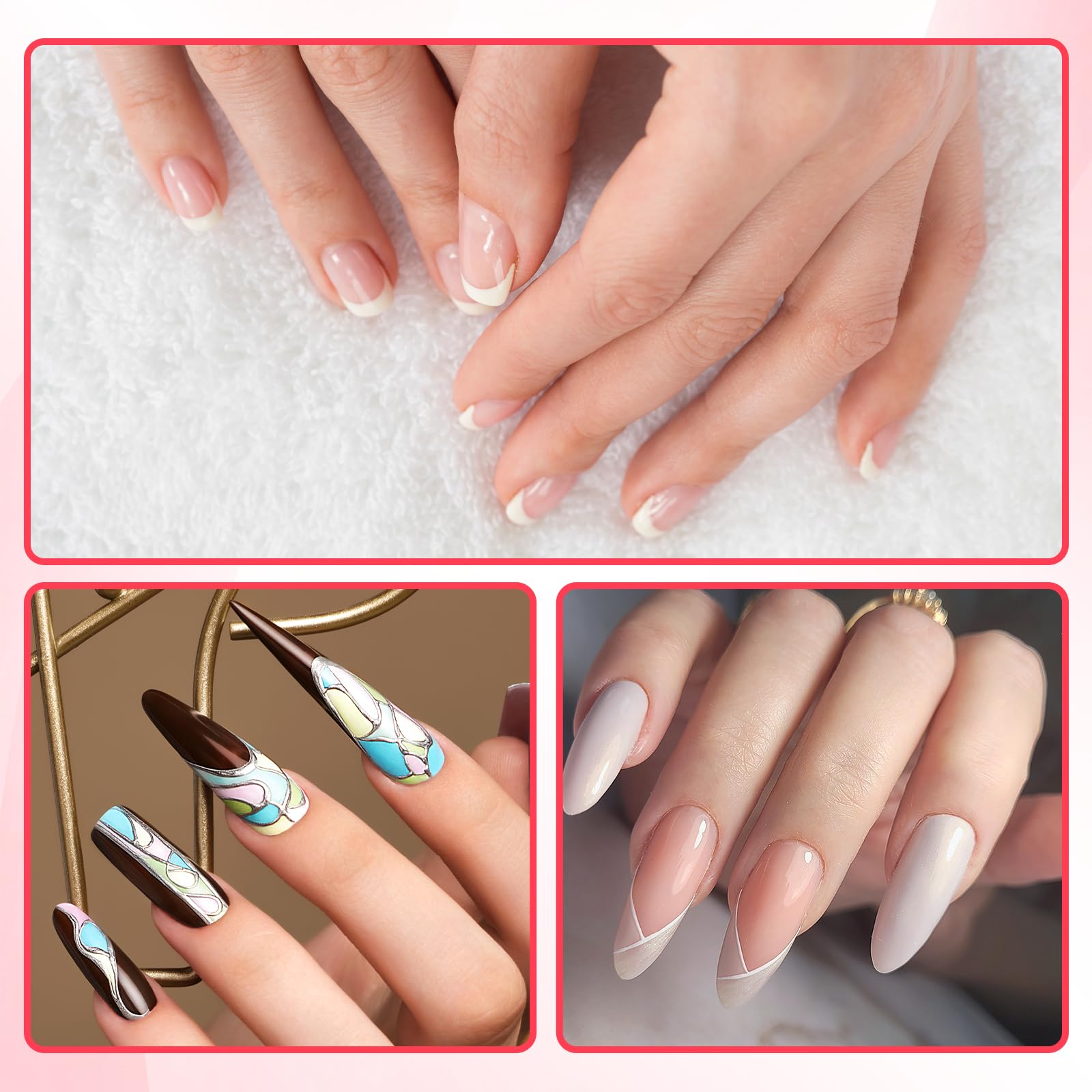 Pack de 40 hojas de Qulkws, 1620 piezas para manicura en casa.