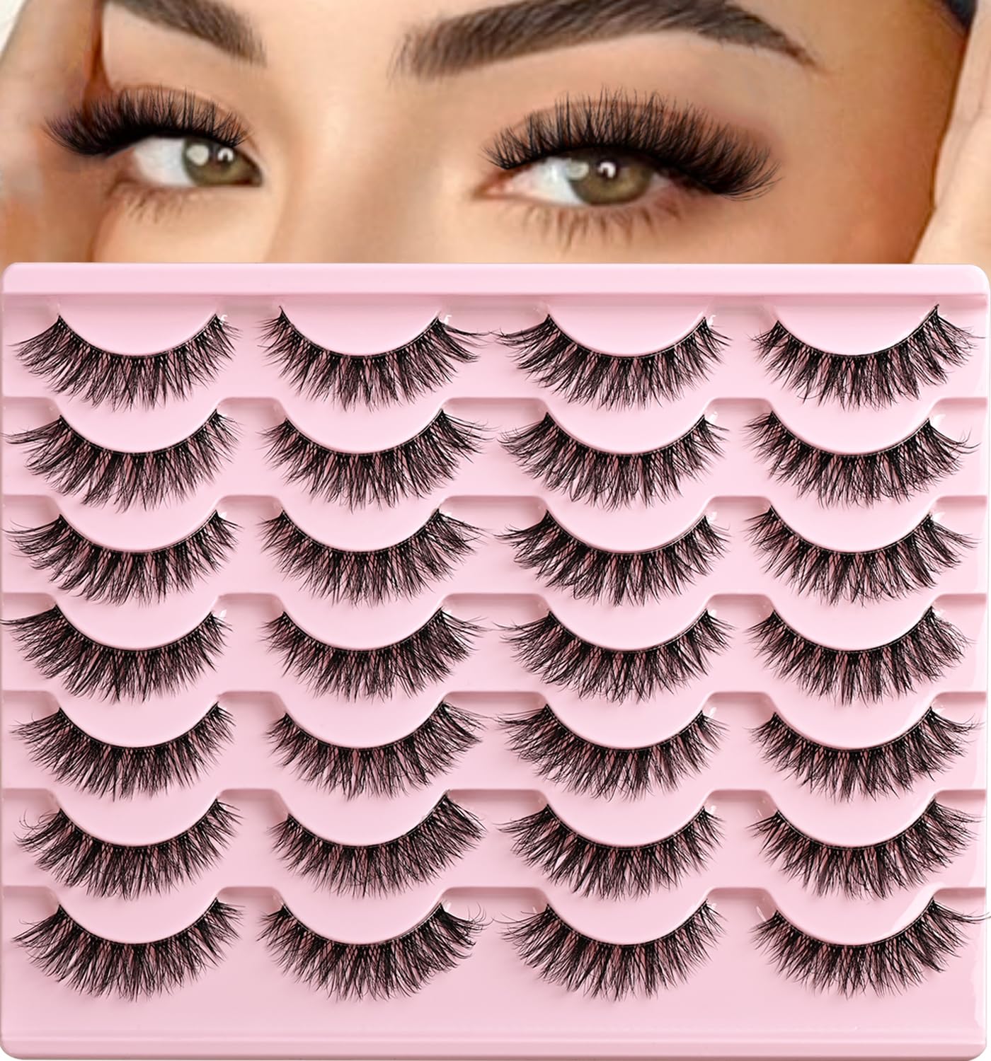 Pestañas QUNETY con efecto ojo de gato de 8-14 mm para un look suave