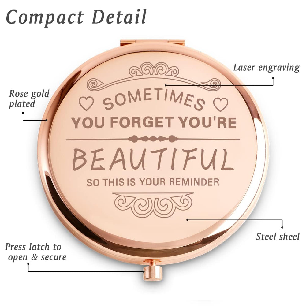 Espejo compacto QUSTGO con grabado láser para un regalo personalizado.
