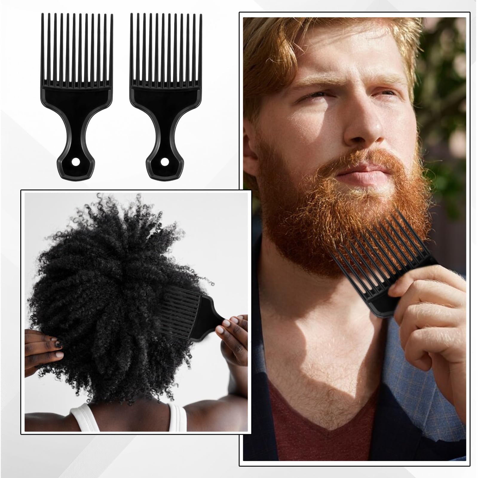 Qulkws peine afro plástico negro, útil para barba o pelucas con suavidad