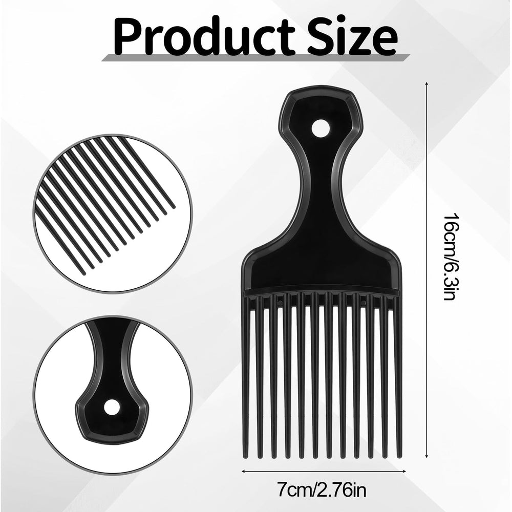 Qulkws peine afro plástico negro, vista trasera destacando diseño ergonómico y agarre cómodo