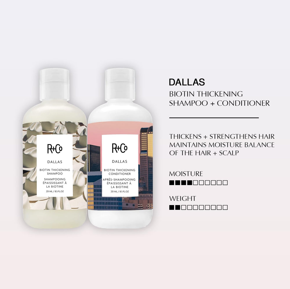 Conjunto R+Co Dallas para volumen y plenitud del cabello.