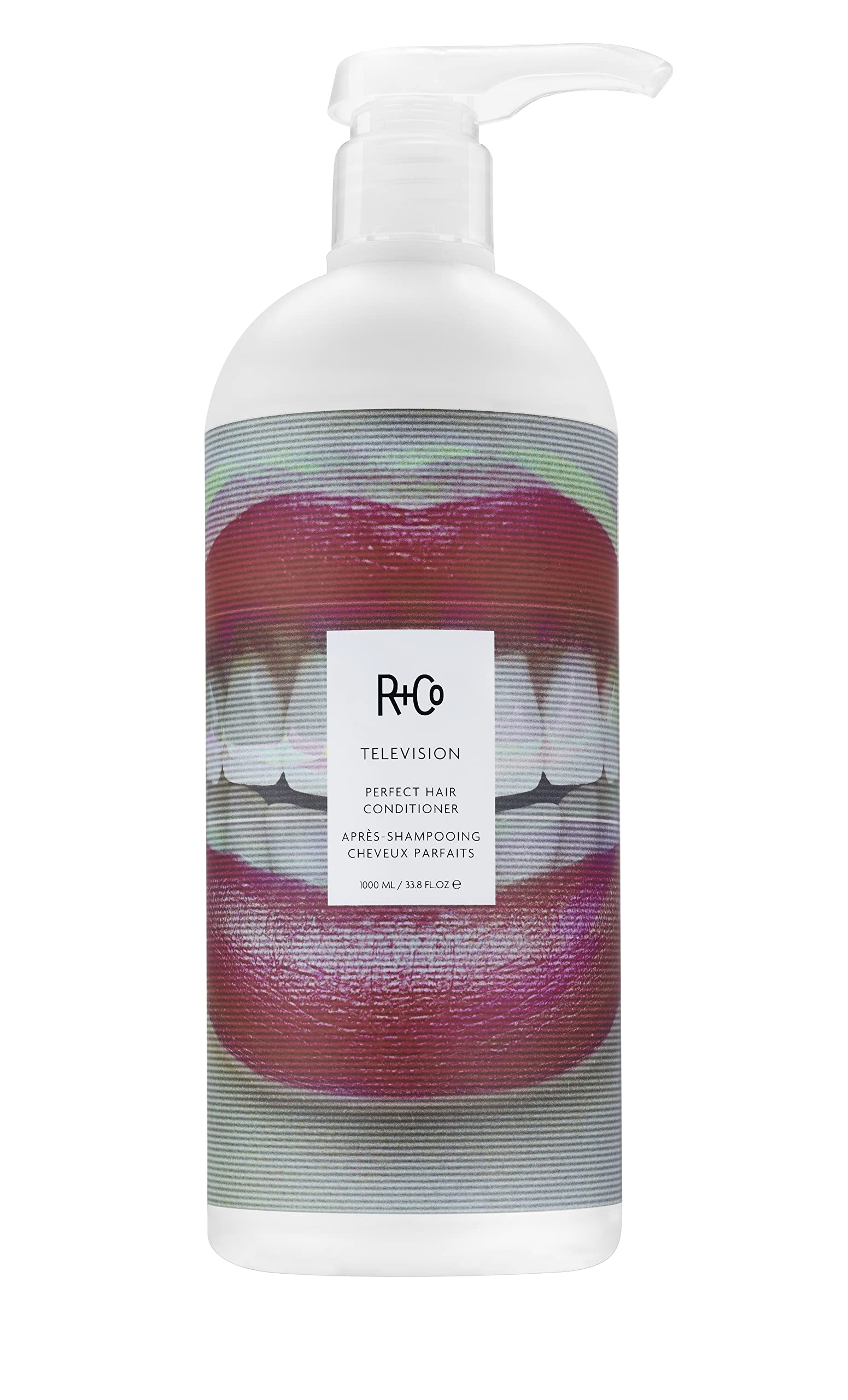 R+Co Televisión acondicionador en botella de 1000 ml para cuerpo y brillo.