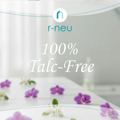 R-NEU talc-free dusting powder keeps skin fresh and comfortable after shower