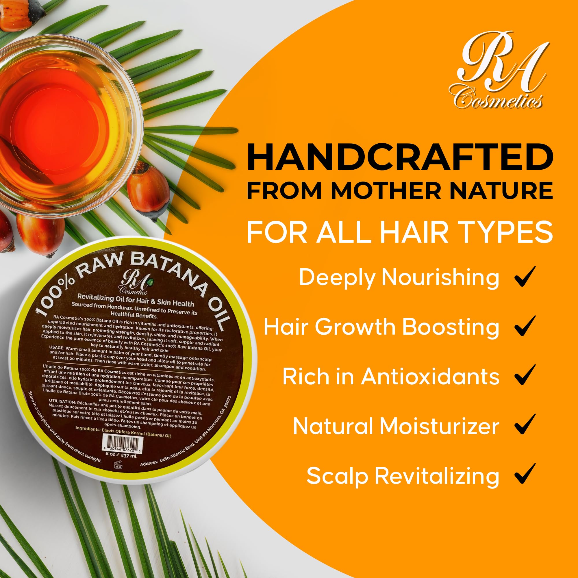 Batana Oil RA COSMETICS: hidratación diaria para cabello suave y manejable