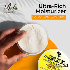 RA Cosmetics manteca de karité pura textura cremosa batida para aplicar fácilmente