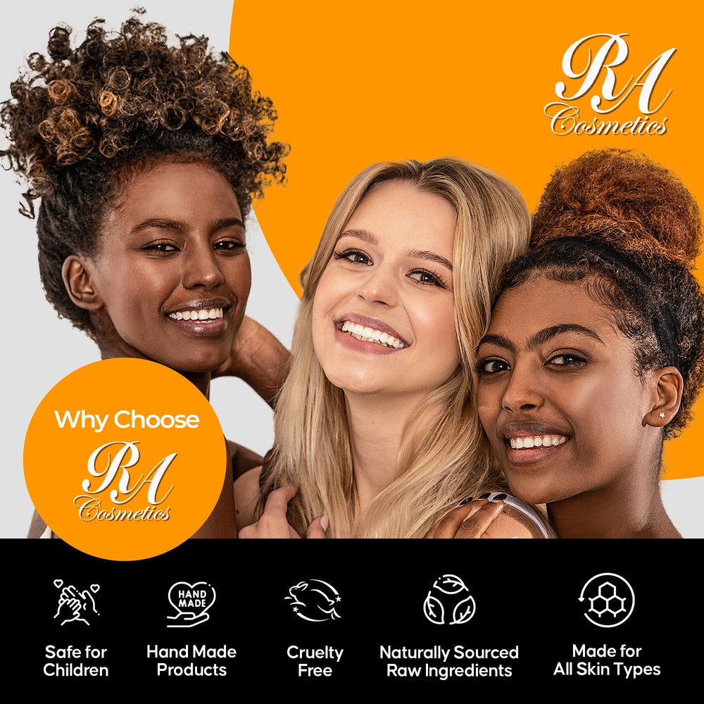 RA COSMETICS uso diario: hidratación duradera para cuerpo y labios.