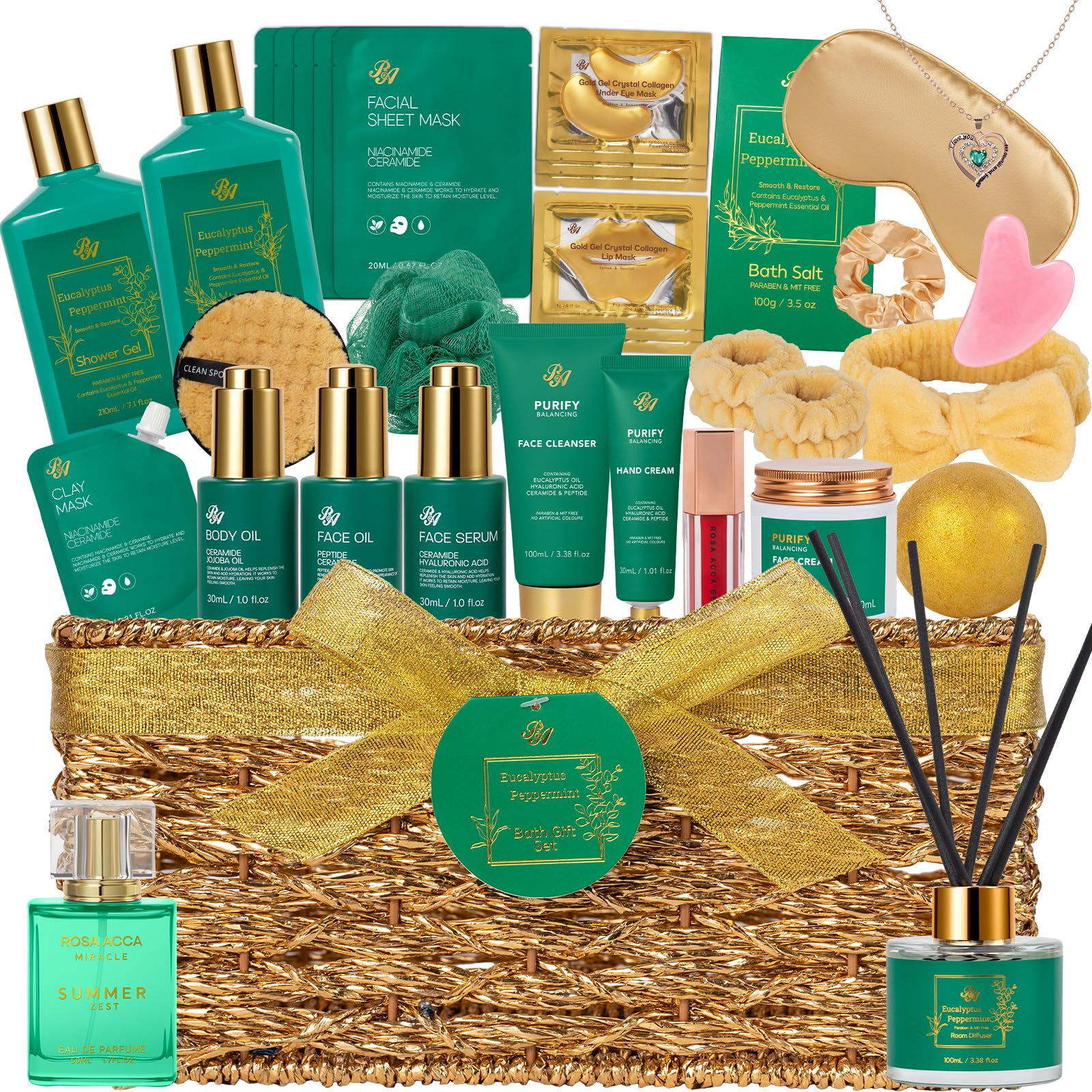 RA ROSA ACCA cesta-regalos-spa-35-pcs: experiencia de spa en casa para autocuidado