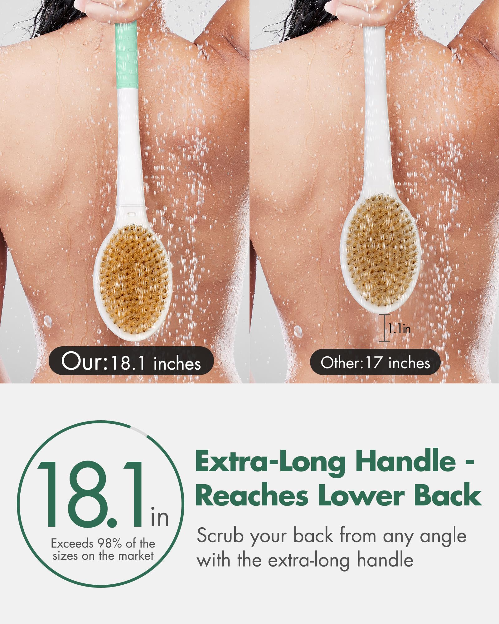 Rafow cepillo con cerdas dobles duras y suaves para exfoliar y espumar.