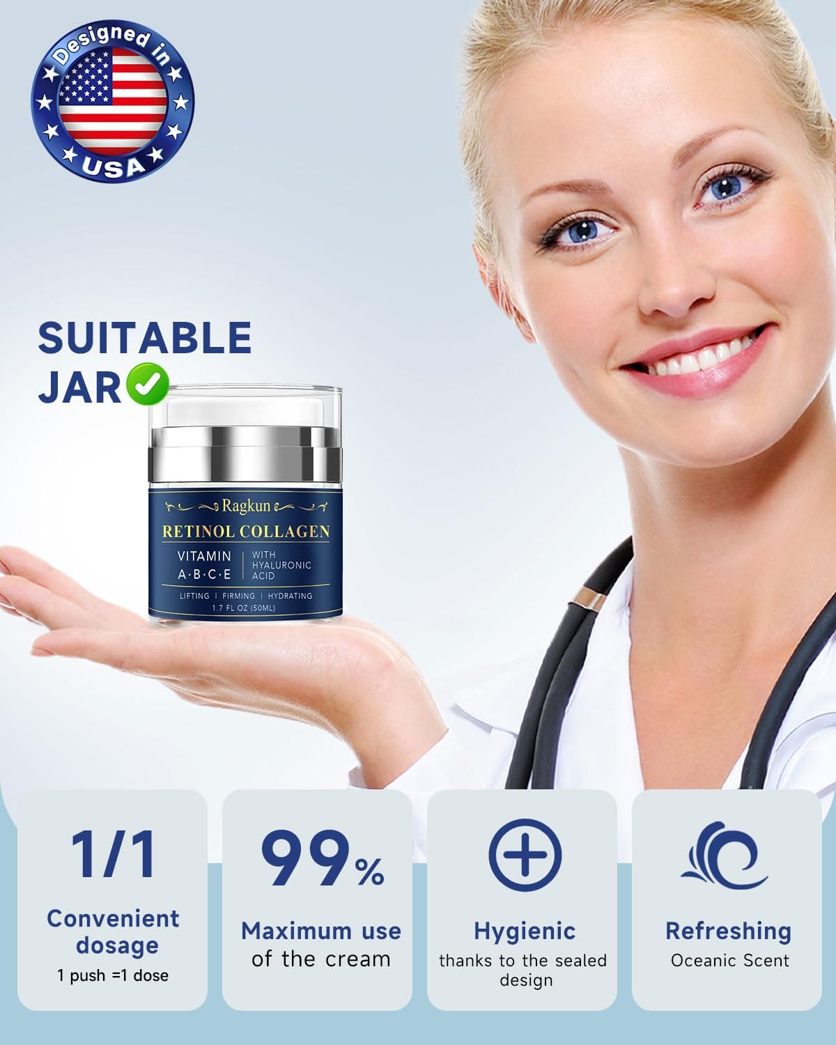Ragkun Retinol Application Matin prépare la peau pour la journée.