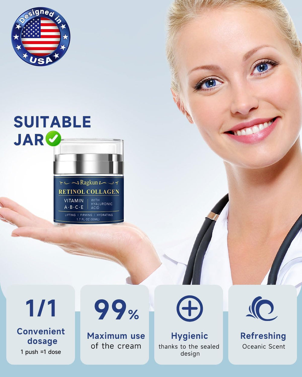 Ragkun Retinol Application Matin prépare la peau pour la journée.
