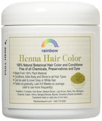 Muestras de color marrón medio con Henna Persa Rainbow Research para comparar tonos.