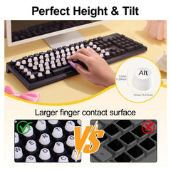 Raised Button teclas con grabado laser, alta legibilidad y durabilidad.