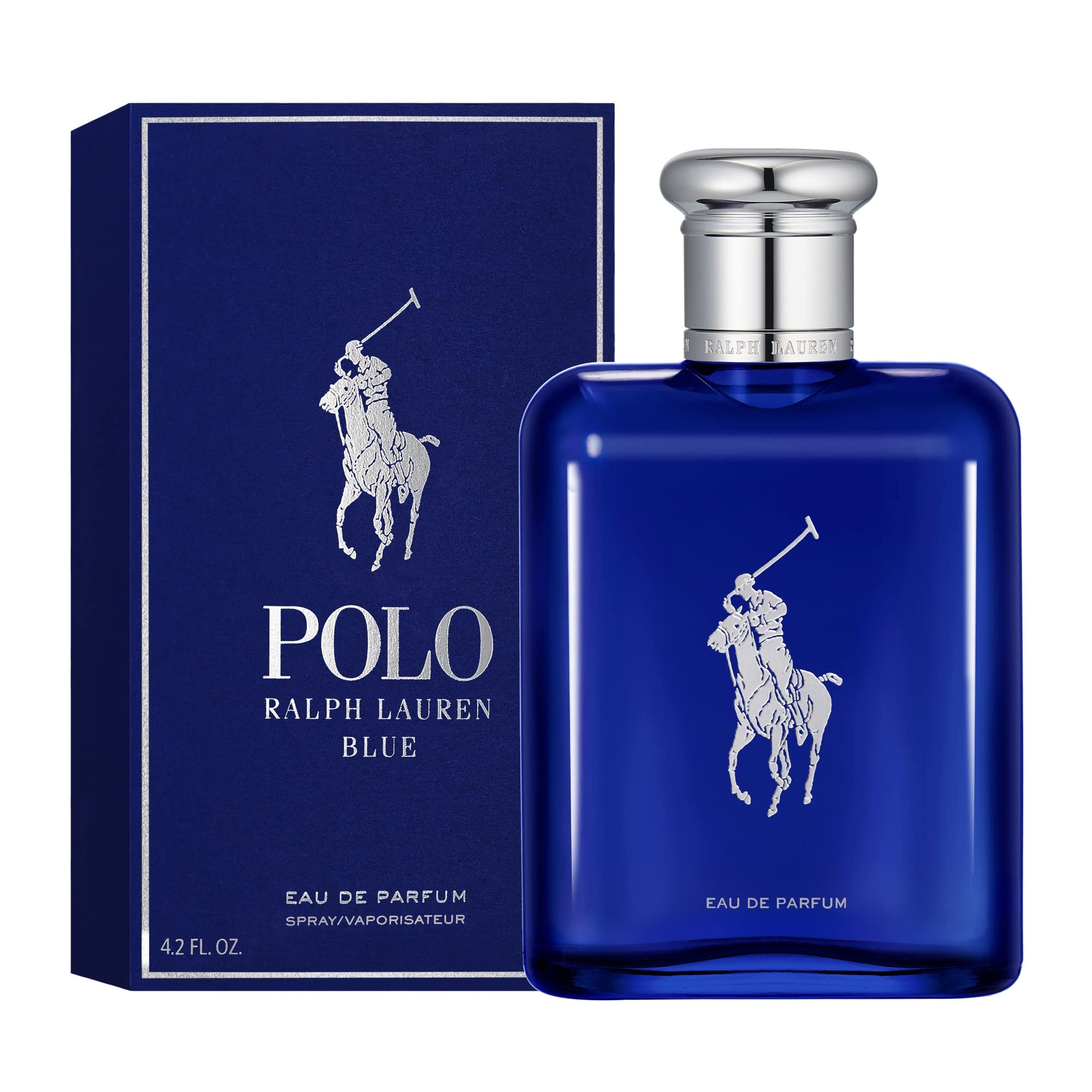 Polo Blue: frasco azul cobalto con diseño moderno