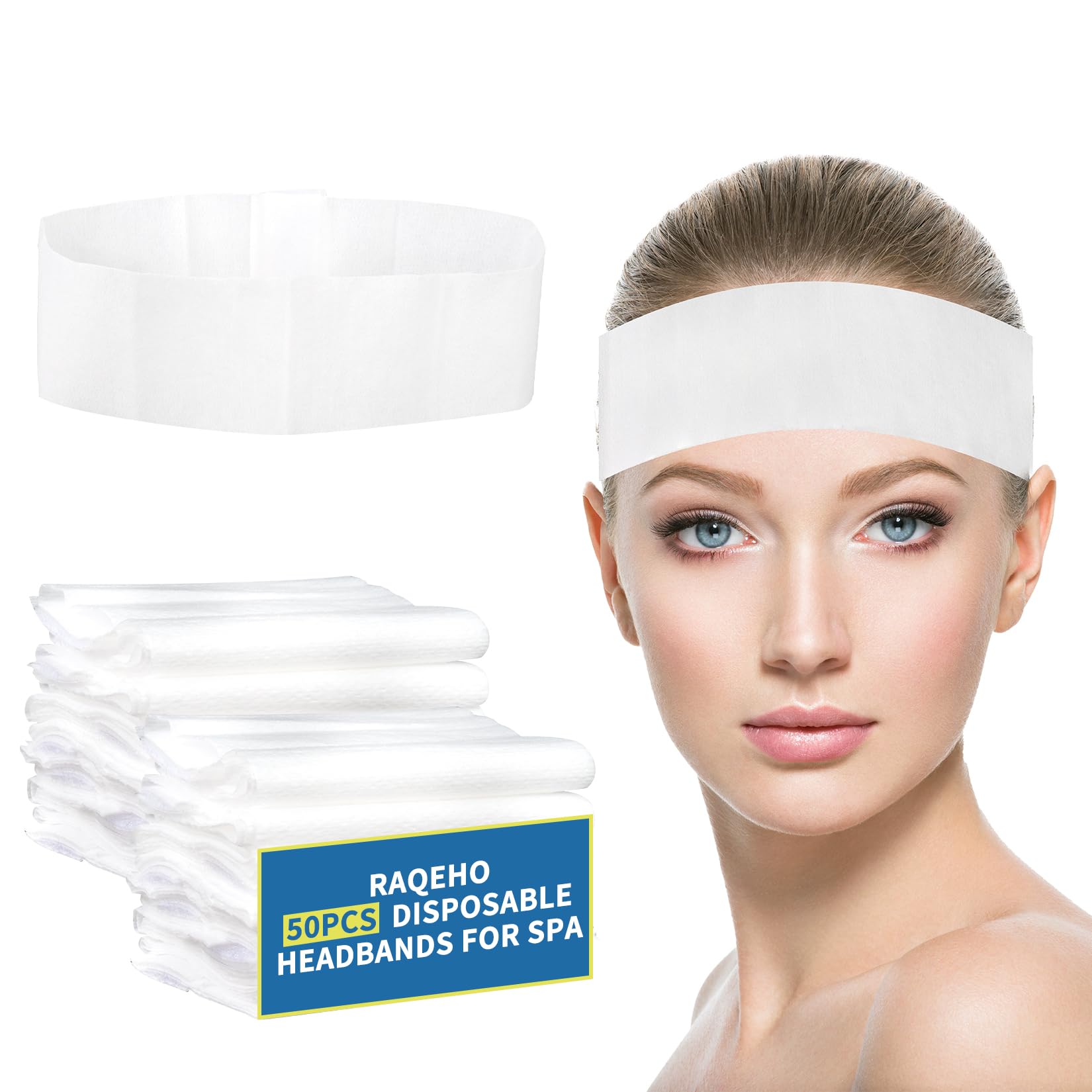 RAQEHO banda cabello desechable para spa, evita interferir durante la limpieza facial.