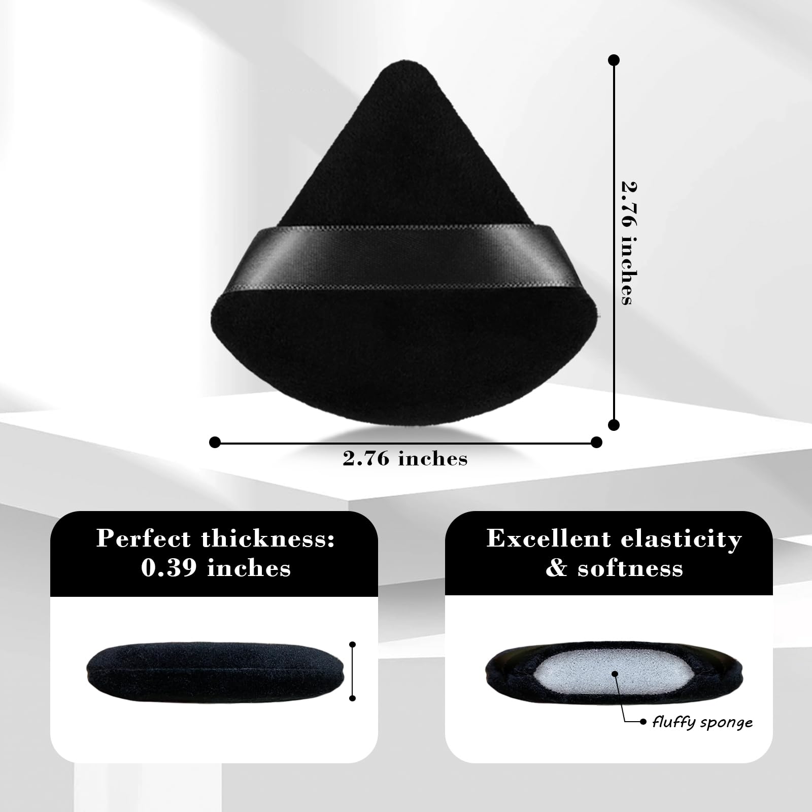 Esponja triangular RAREIUS para ojos y nariz, precisión en delineado y difuminado.