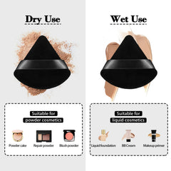 Esponja triangular RAREIUS, textura de terciopelo suave para un acabado natural.