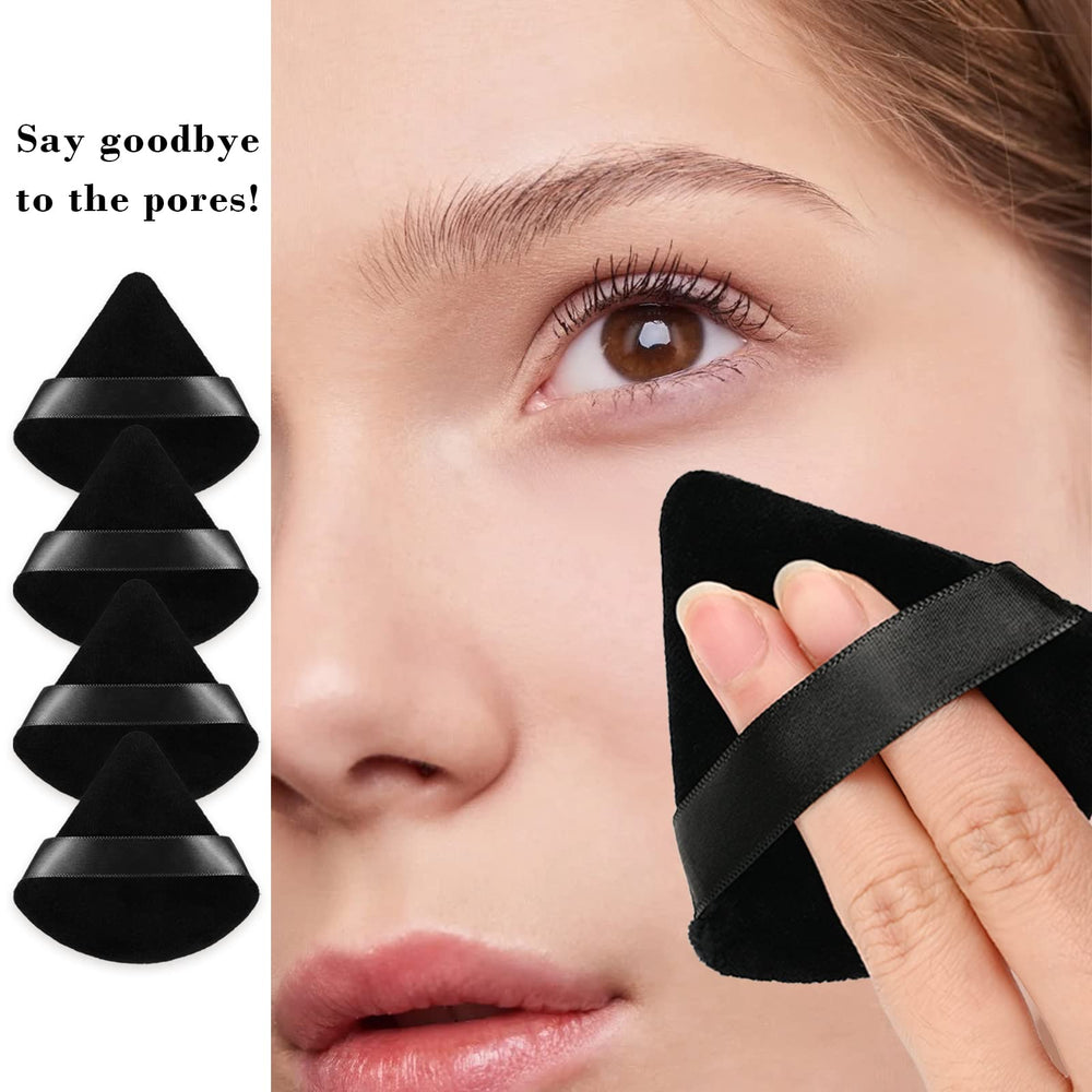 Esponja triangular RAREIUS apta para uso seco y húmedo en bases y polvos.