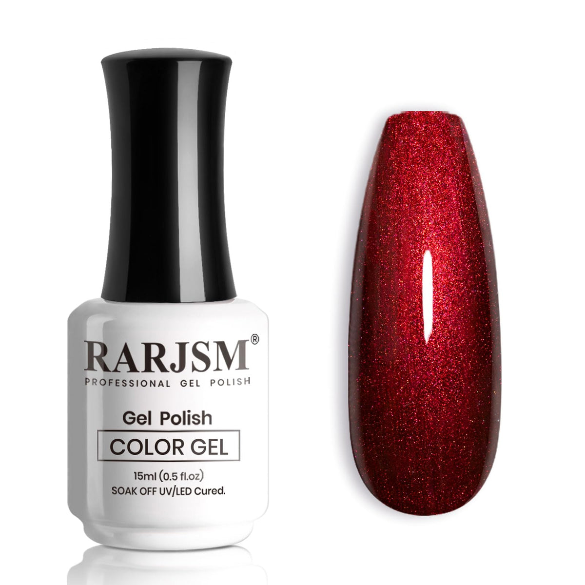 RARJSM camaleón gel para uñas, negro a rojo, cambio de color dinámico.