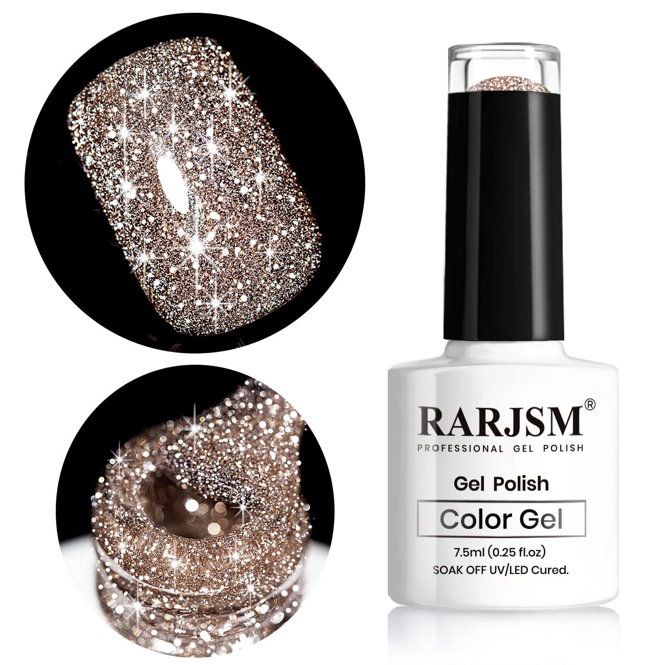 RARJSM esmalte gel brillo reflectante tono piel claro marrón para uñas.