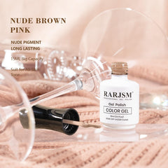 RARJSM es esmalte gel tono piel rosa claro para un acabado suave y elegante.