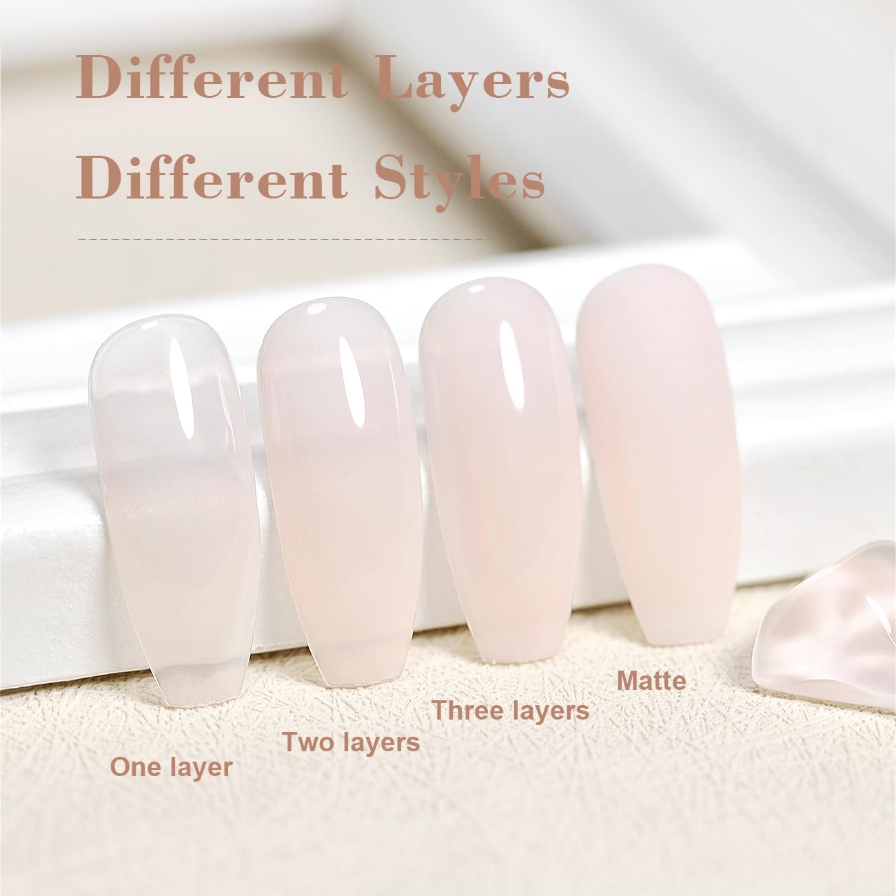 RARJSM gel nude, capas translúcidas o cubrientes para diferentes estilos.