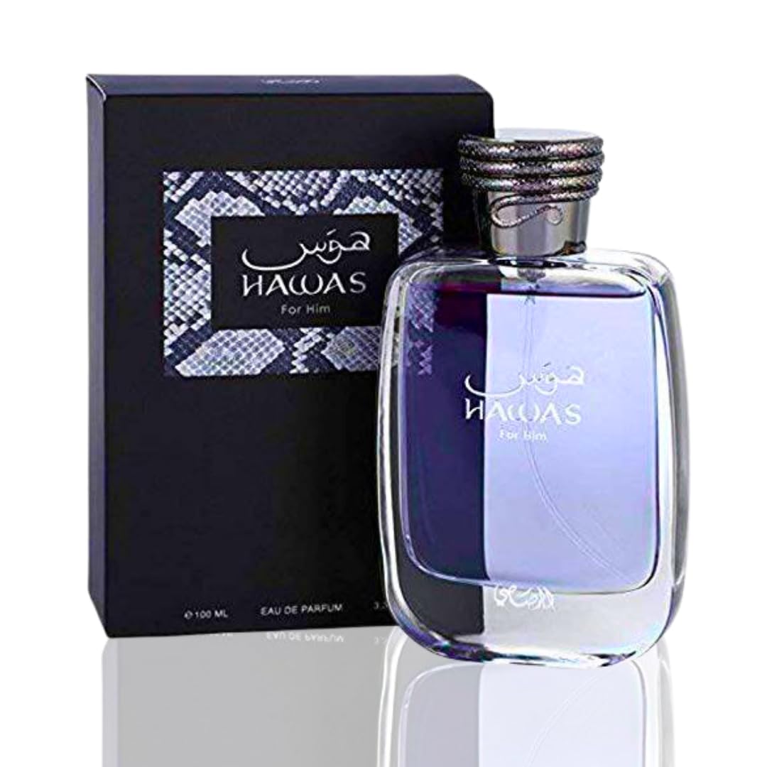 Rasasi Hawas, botella elegante para uso diario.