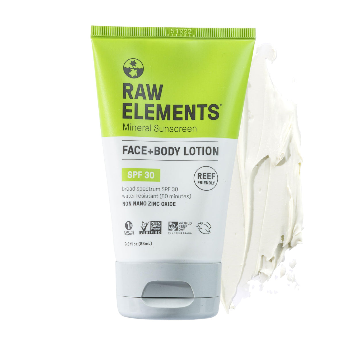 Raw Elements protector solar mineral en tubo SPF 30 para uso diario.