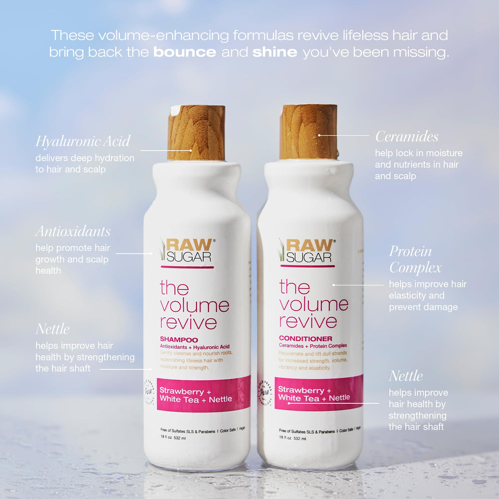 Champú Volume Revive mostrando textura suave para mayor manejabilidad.