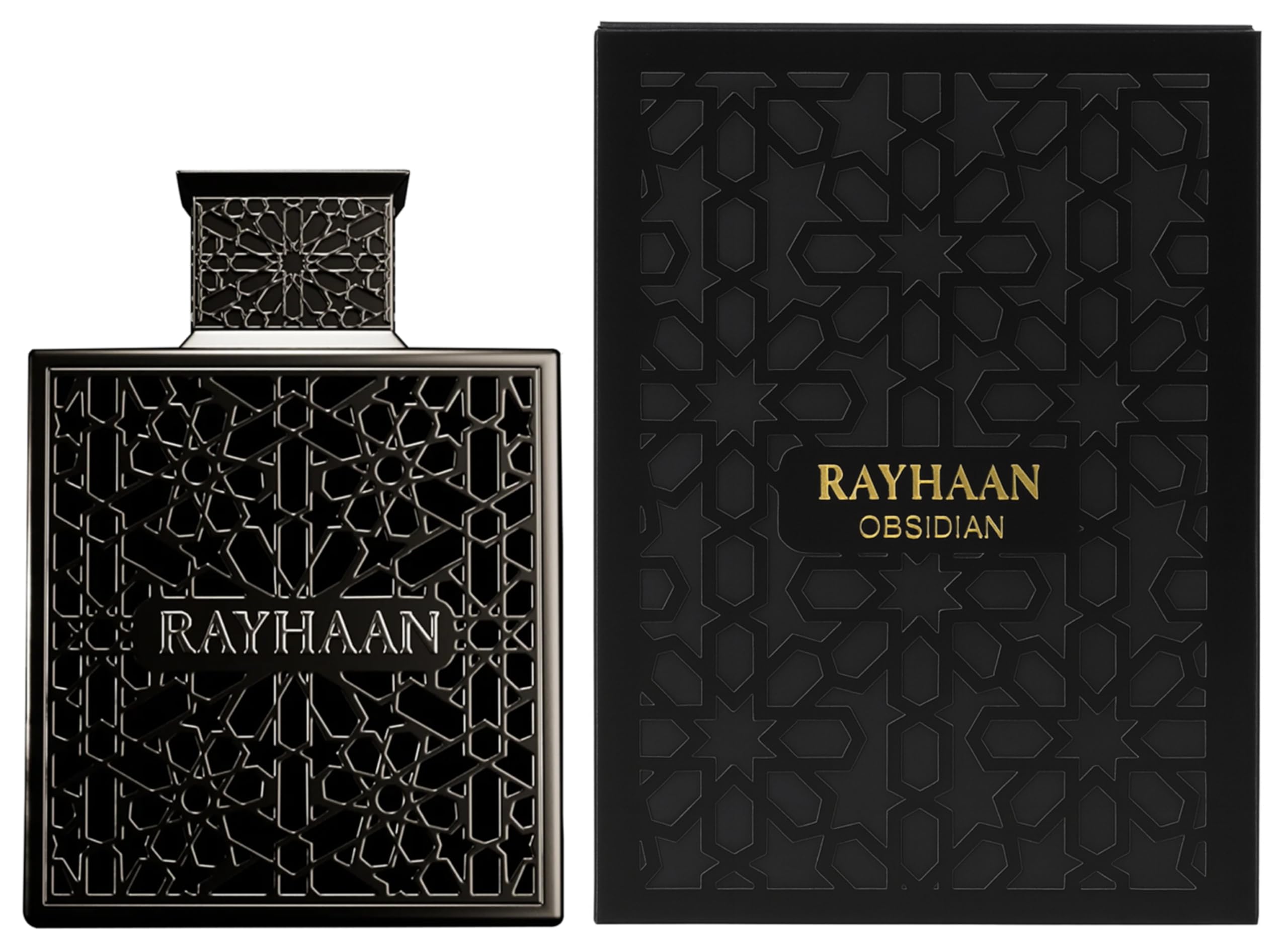 Rayhaan Obsidian, cuero-suedado-floral, aroma sofisticado para noches memorables.