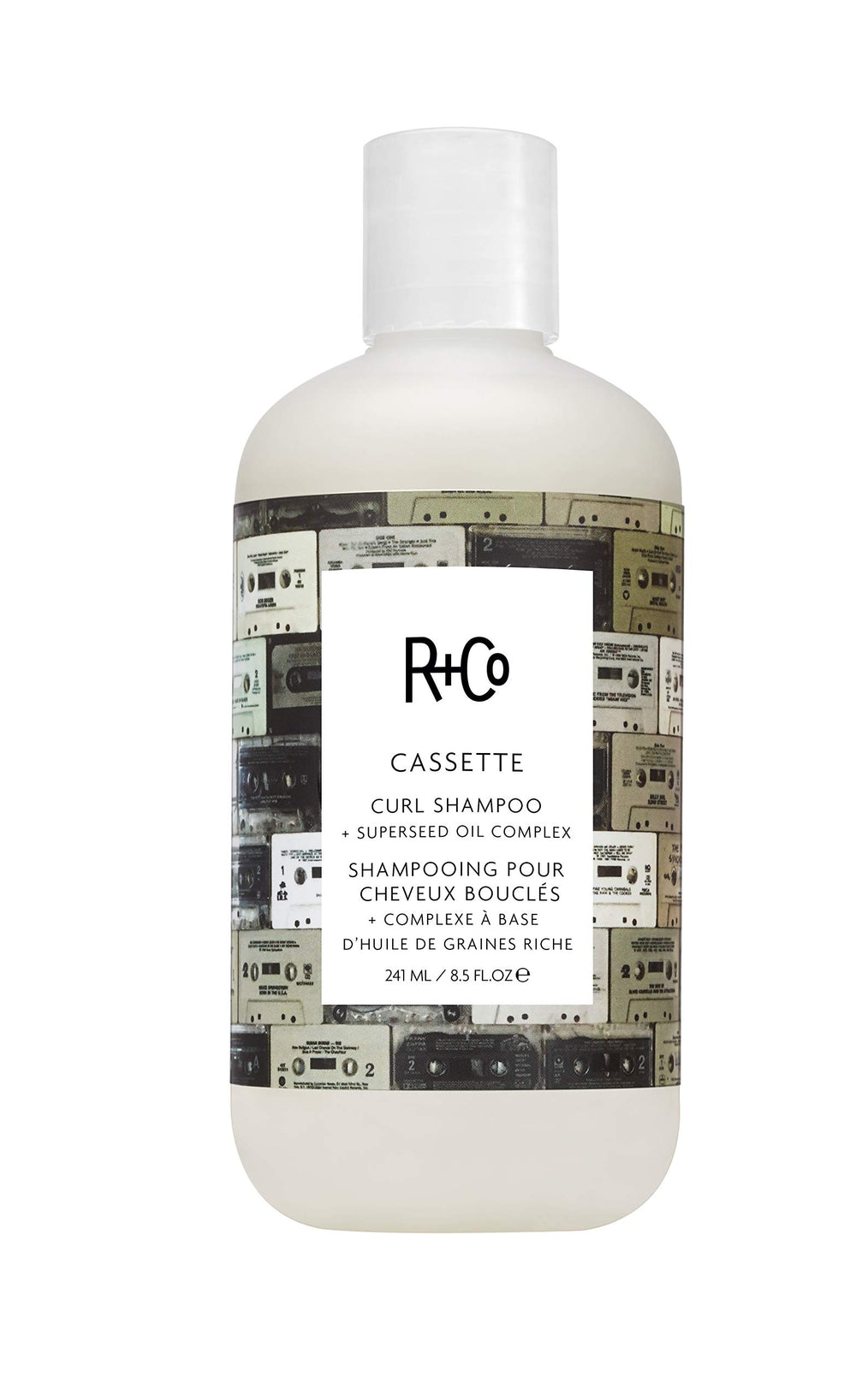 R+Co CASSETTE champú para rizos: botella visible para definición y limpieza suave.