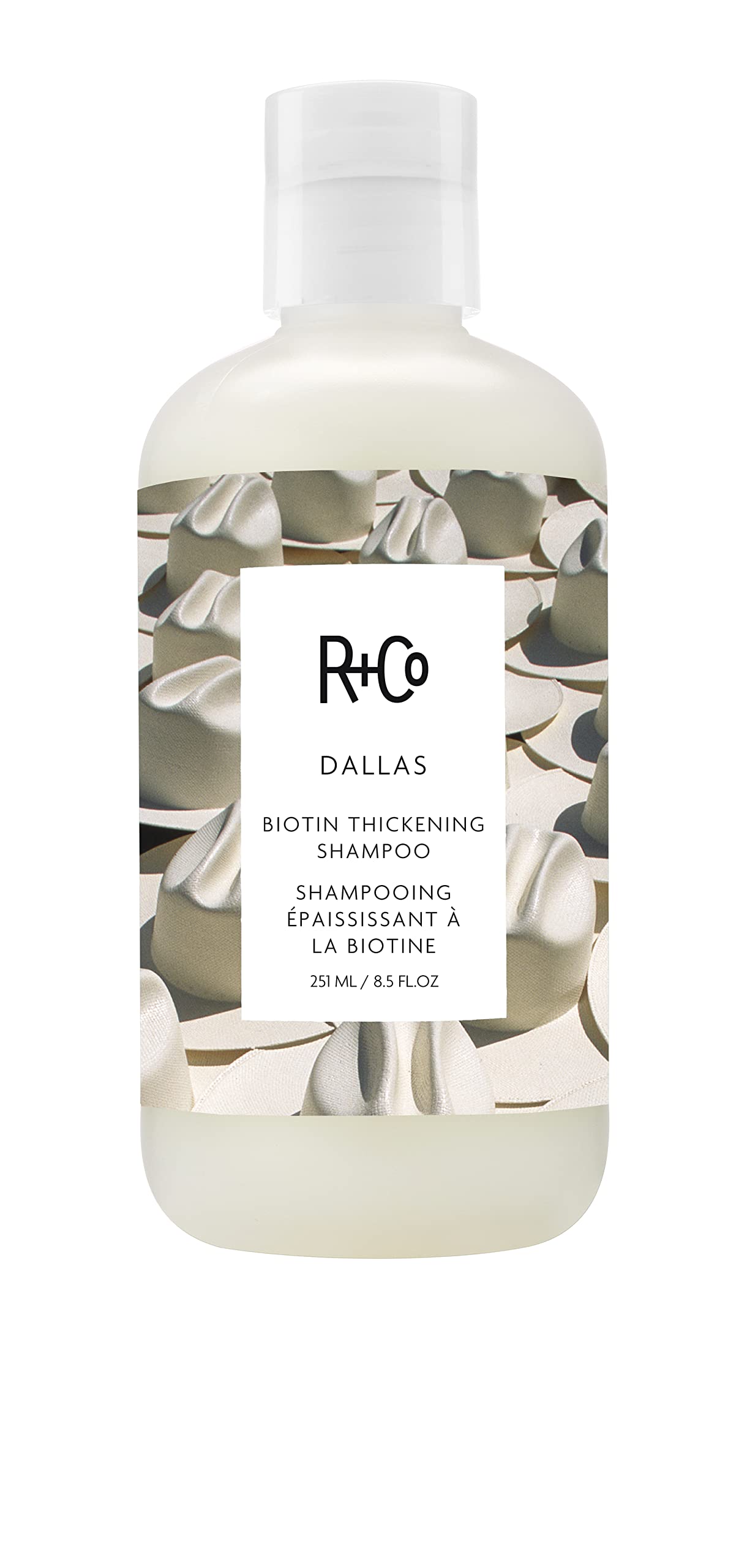 R+Co Dallas Champú Engrosante: botella elegante para volumen capilar