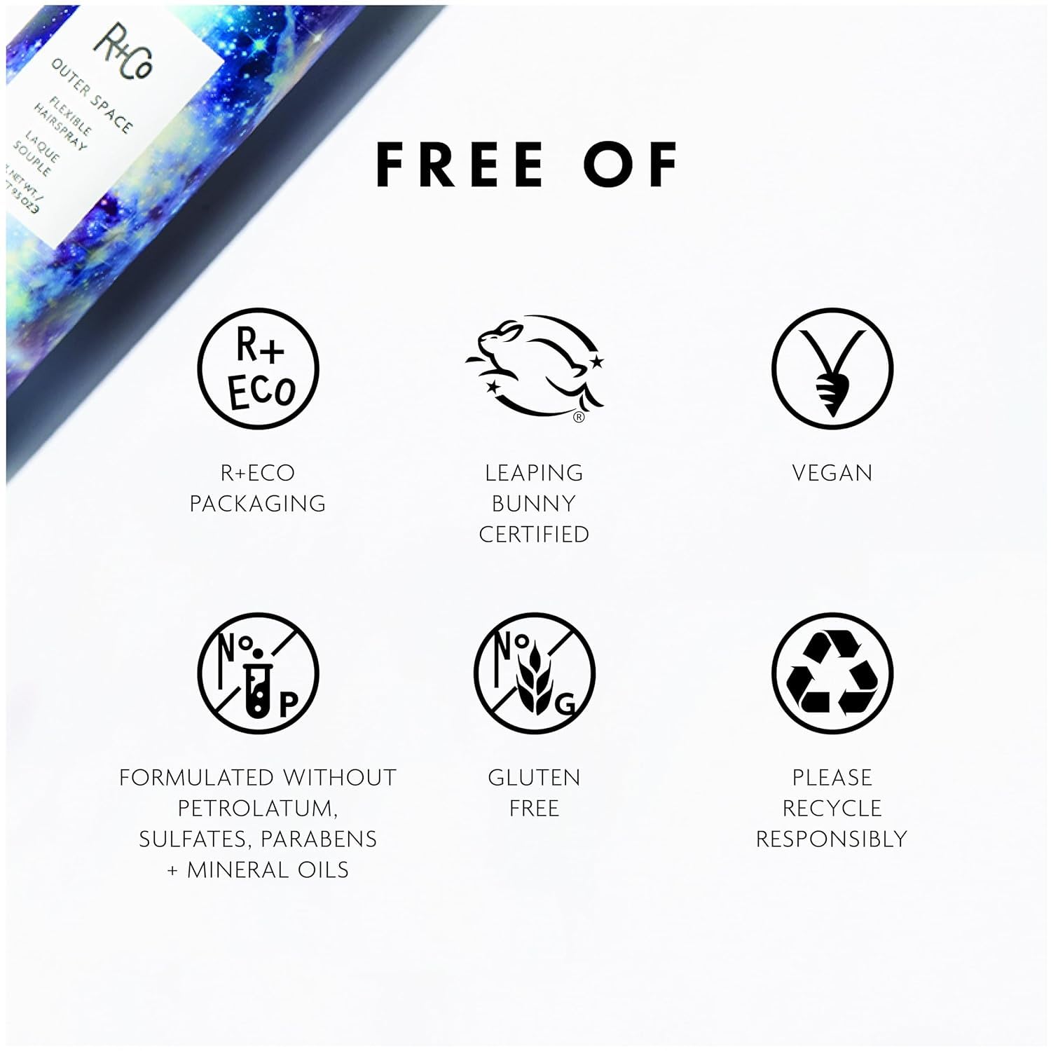 R+Co Outer Space Spray application sur cheveux facilite le coiffage quotidien
