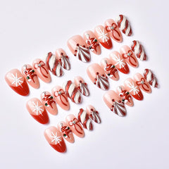 Rdntbeu uñas navidad almendra media: forma cómoda para uñas naturales.