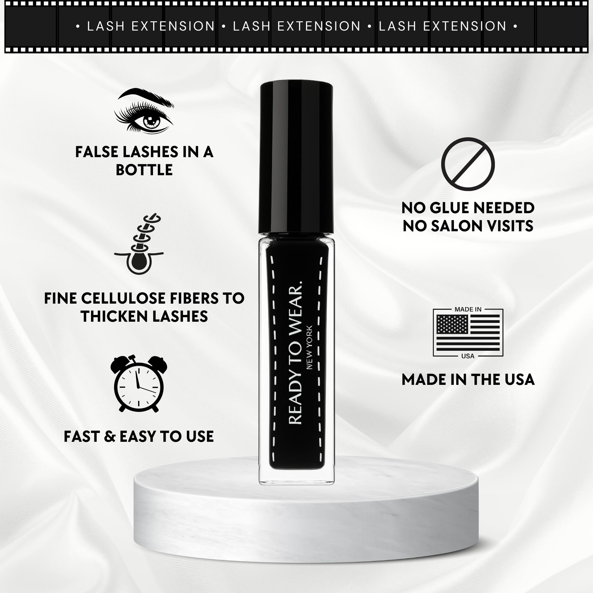 Ready To Wear Lash Extension : application avec mascara pour un effet prolongé.