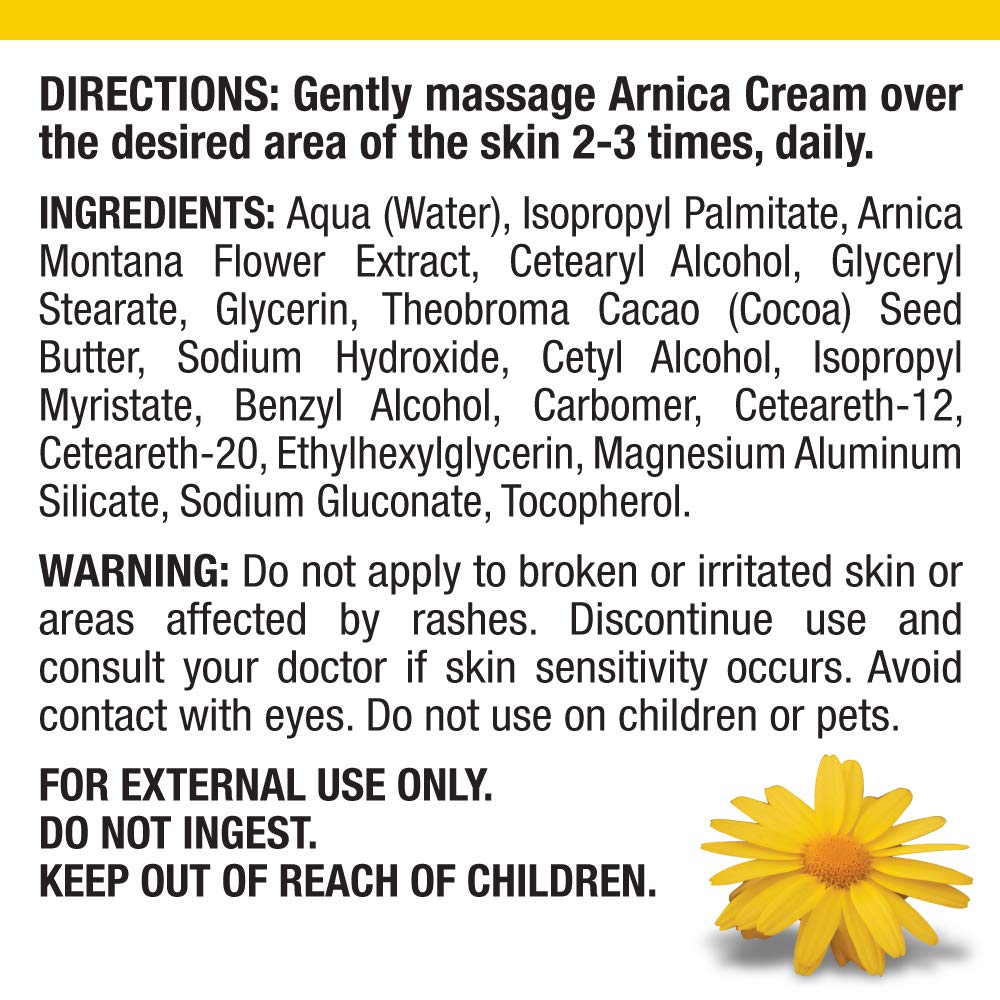 Real Relief Arnica Cream envase 8 oz, práctico para casa o viaje.