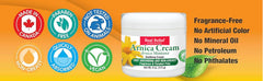 Real Relief Arnica Cream textura no grasa, ideal para uso diario sin residuo.